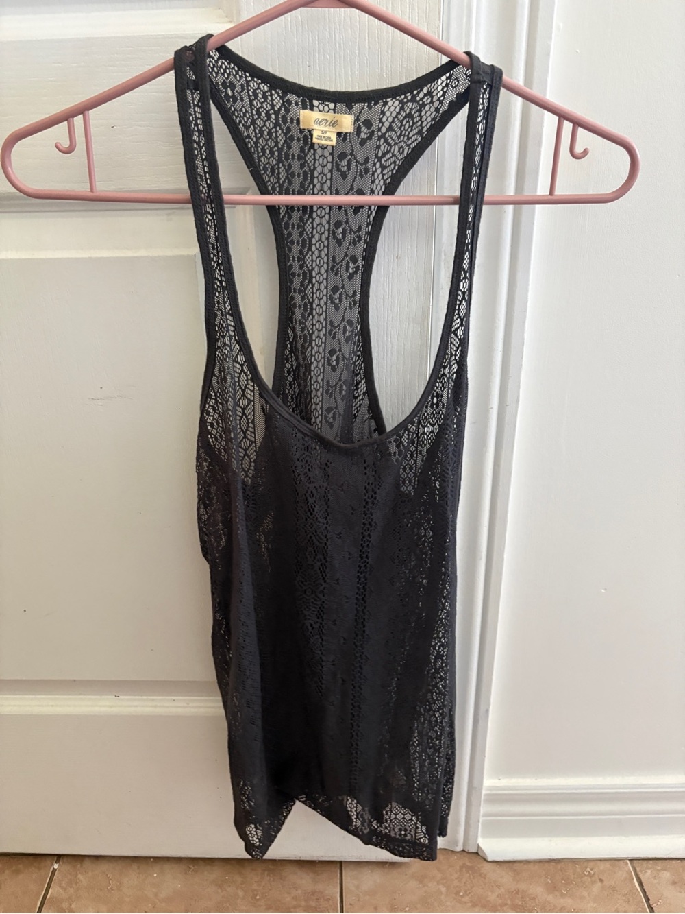 Aerie Black Lace Racerback Shell Tank